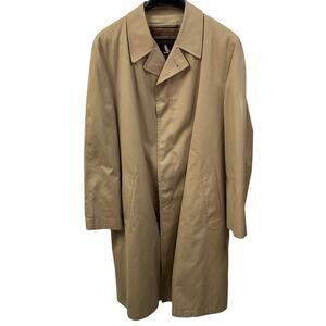 Vintage 80's Gleneagles Overcoat Trench Coat Zip Out Liner Tan Men's 42L Classic